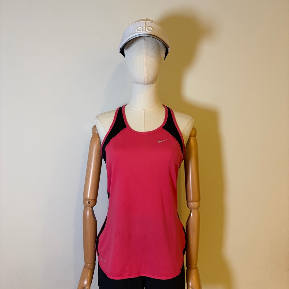 Nike Dri-Fit Pink & Black Mesh Racerback Running Tank Top - Size M